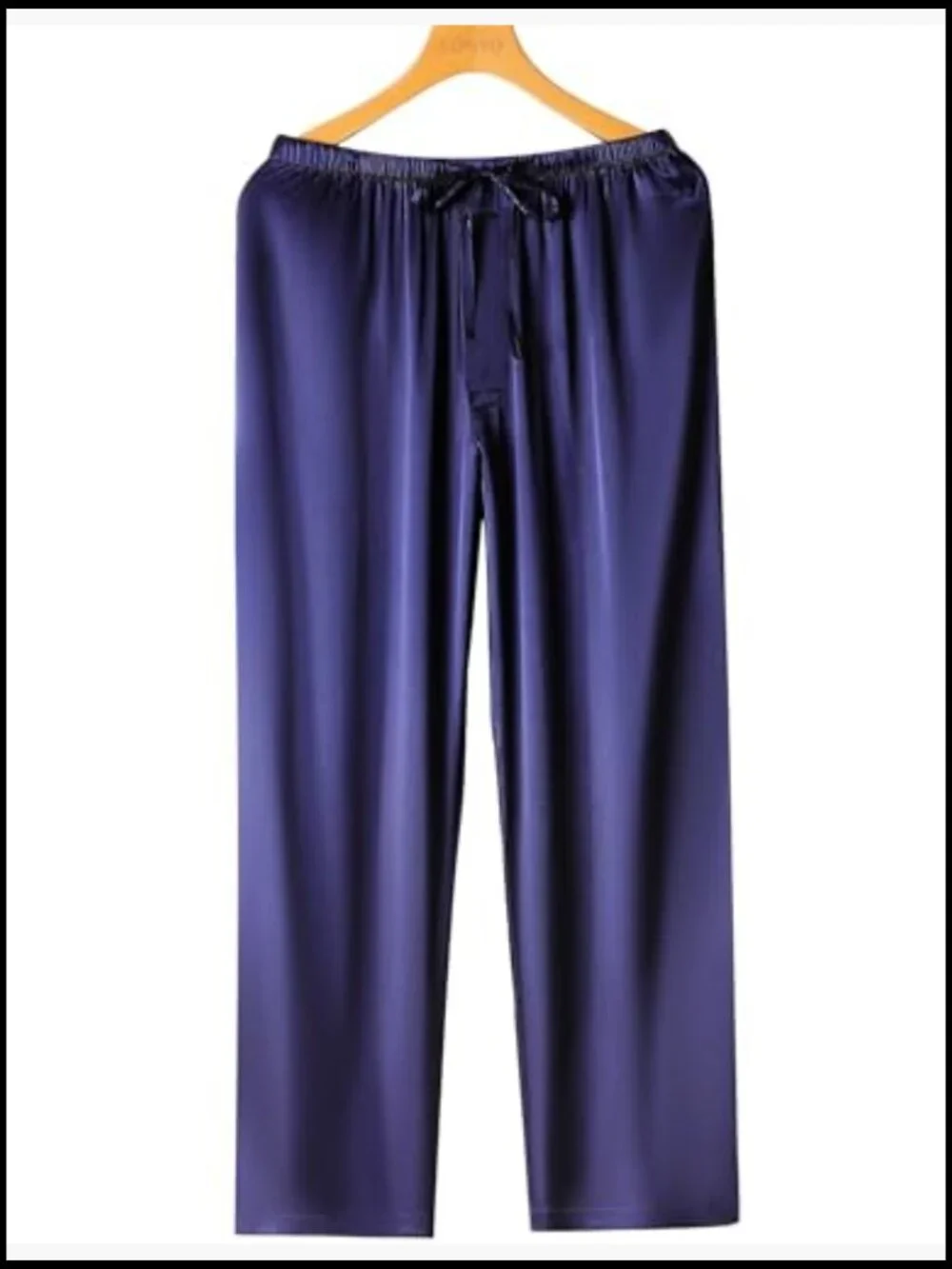 Satin Lounge Pants for Men, Sleep Bottoms with Drawstring Waist - Picture 3 of 6